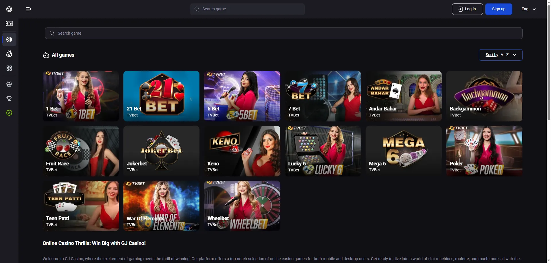 GJ Casino tervitusbonus 120% kuni €1000 + 200 tasuta spinni