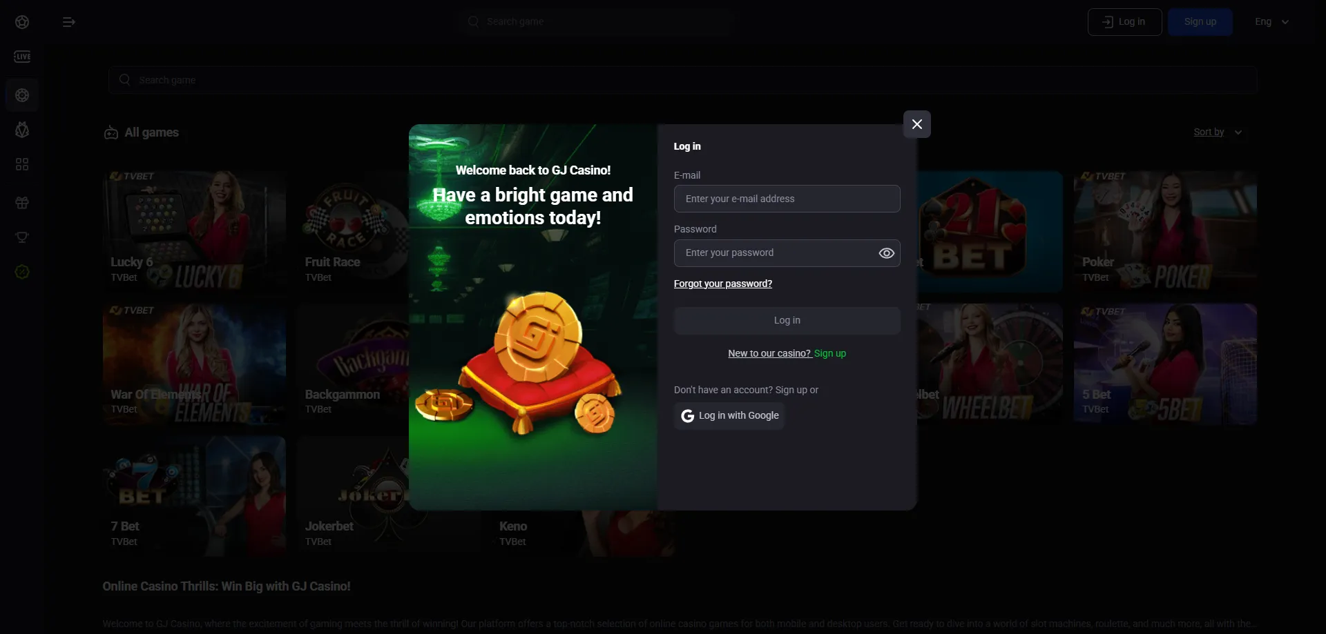 GJ Casino sissemaksed ja väljamaksed – Visa, Bitcoin, Ethereum